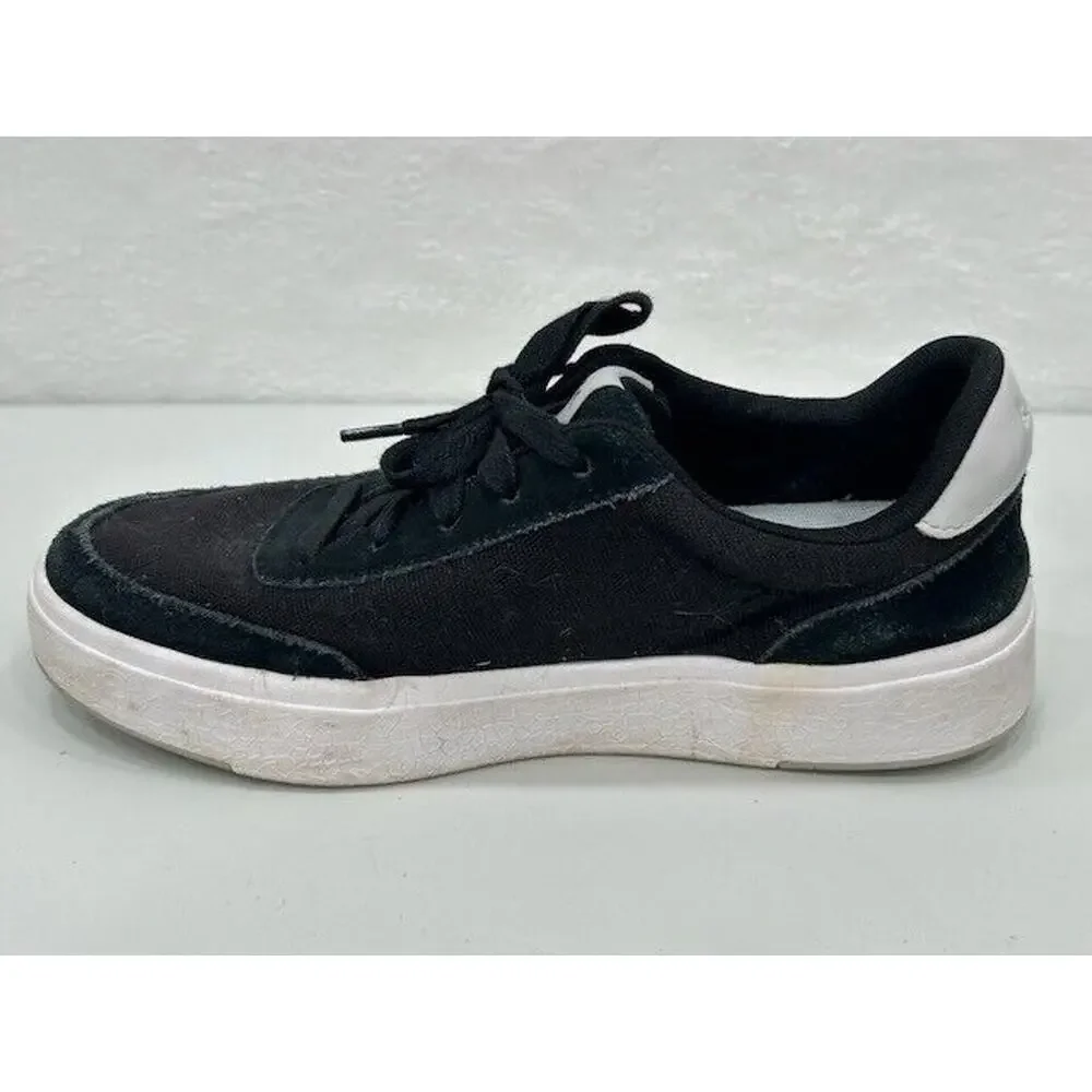 Kizik Sneaker Shoes Low Top Lace Up Canvas Suede Leather Black Mens 6.5 Womens 8
